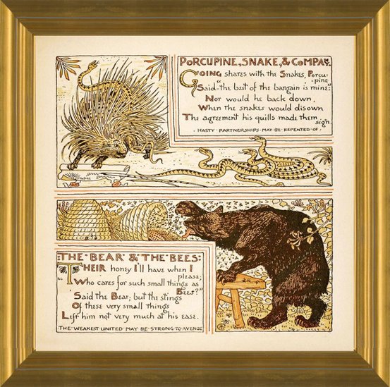 Art Prints of Porcupine Snake & Company & Bear & Bees, Aesop's Fables