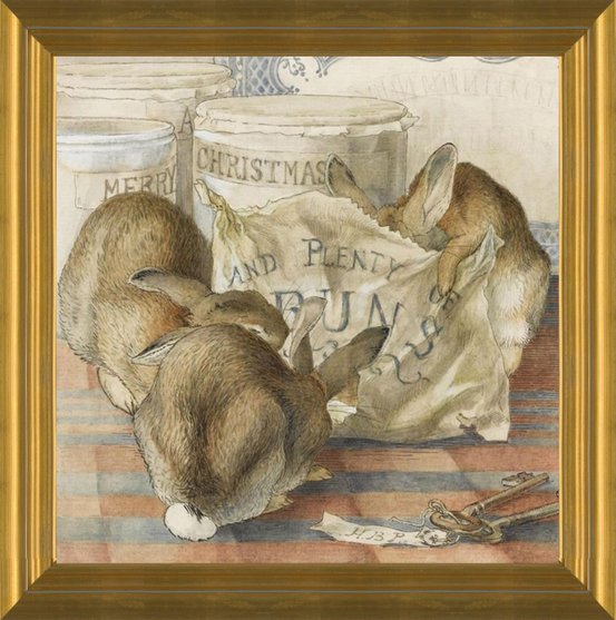 Art Prints of Three Bunnies Eating Plenty of Buns by Beatrix Potter