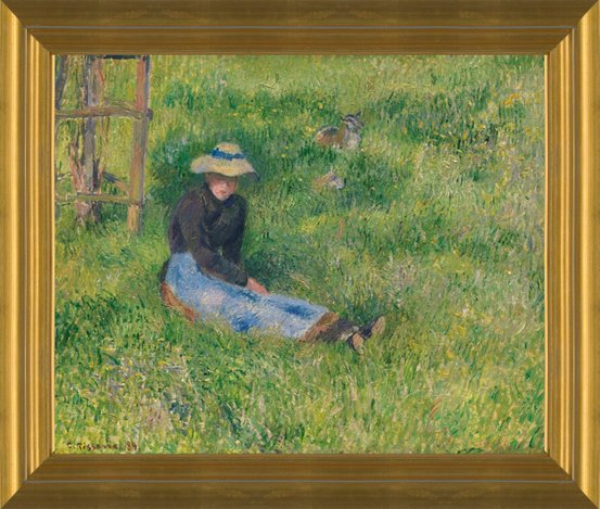 Art Prints of Farmer & Goat in the Grass by Camille Pissarro