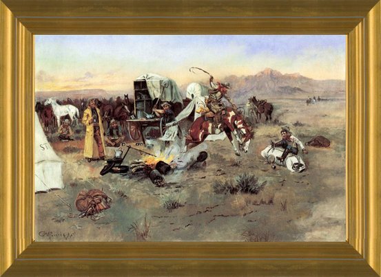 Charles M Russell "Bronco Busting" 11 x 14 Matted Western Print 