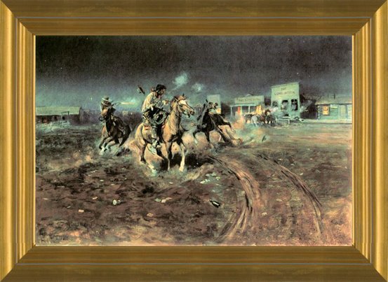 Art Prints of When Guns Speak Death, Settles Disputes by Charles Marion Russell