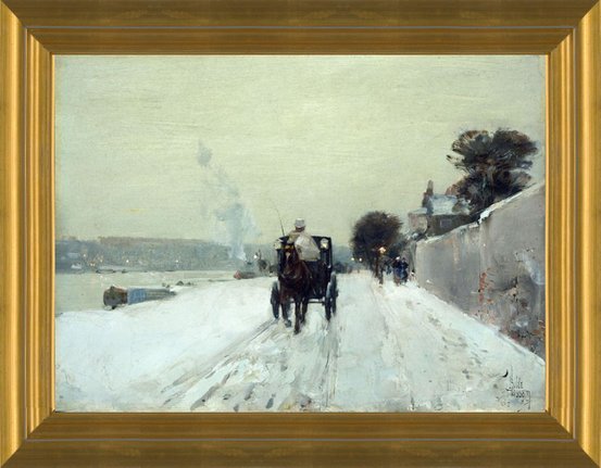 Childe Hassam, Along the Seine in Winter , Canvas Art Wall Decor American Impressionist offers Snow canvas Print Home Decor Canvas Wall Art Print