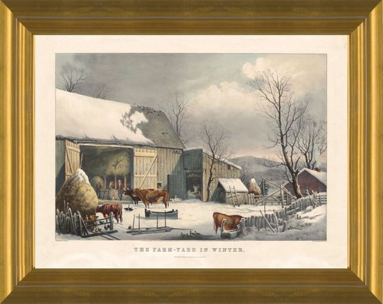 Currier & Ives Prints Lot of 2 Folded Card Stock 5 x 7 each Vintage  Condition