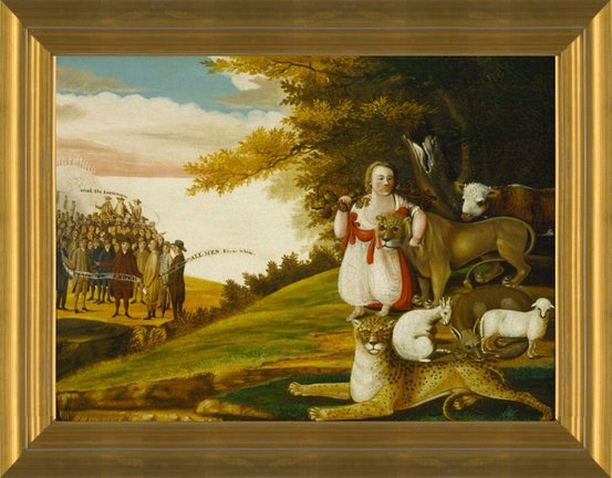 Art Prints of A Peaceable Kingdom with Quakers Bearing Banner by Edward Hicks