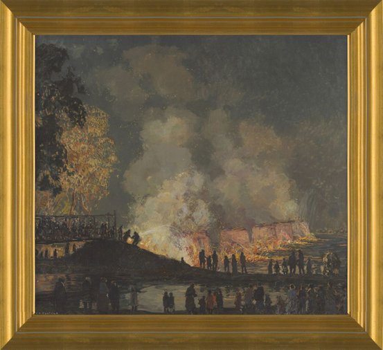 Art Prints of Burning of Center Bridge by Edward Redfield