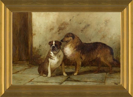 Art Prints of Collie and a Bulldog by George Wright