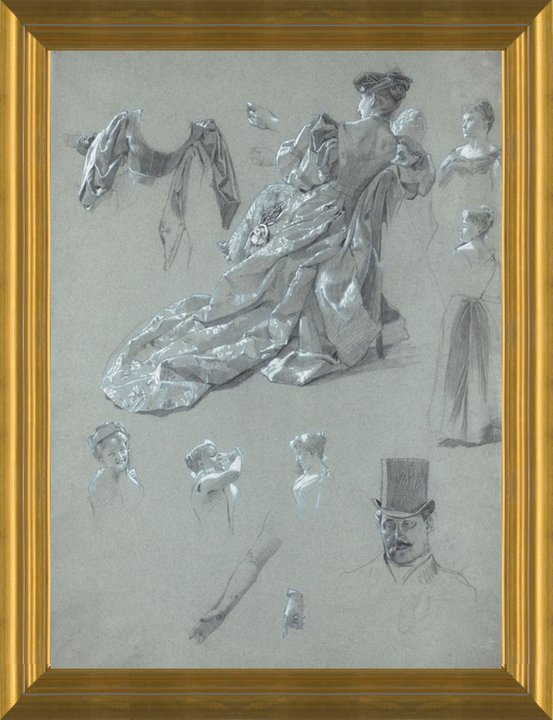 Sheet of Figure Studies by James Jacques Joseph Tissot Fine Art Print