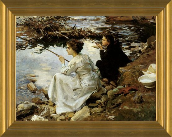 Two Girls Fishing, 1912 Painting by John Singer Sargent - Pixels Merch