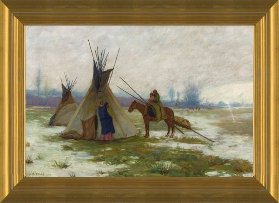 Art Prints of Winter on the Crow Reservation by Joseph Henry Sharp