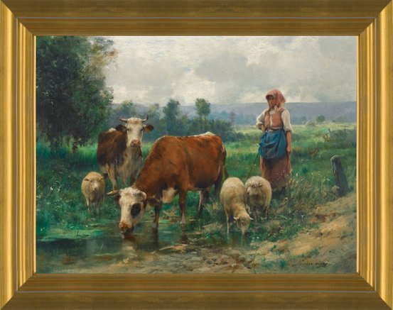 Art Prints of The Shepherdess and Her flock by Julien Dupre