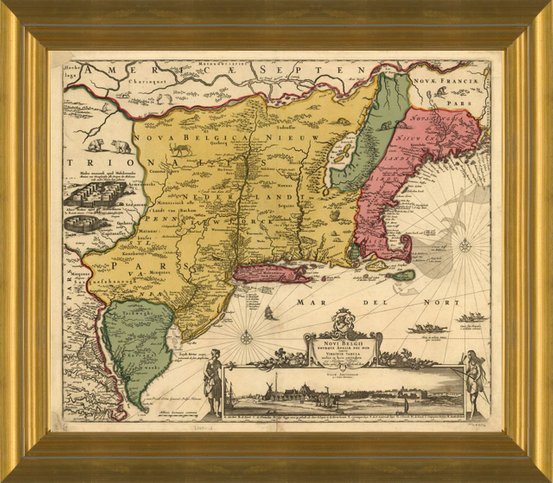 Old DECORATIVE WORLD MAP De Wit approx 1682 Paper Canvas 