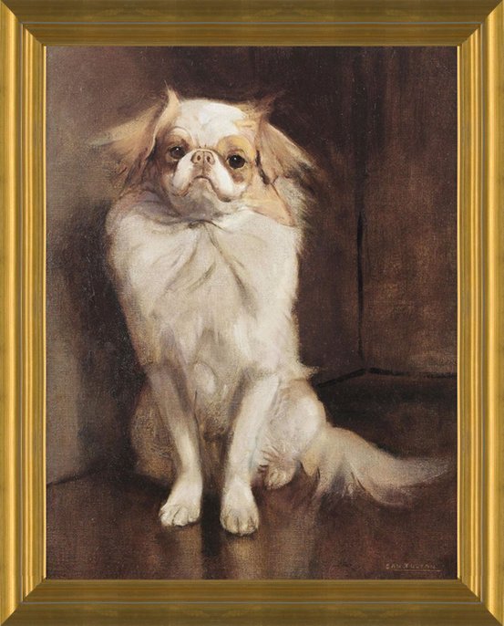 Antique JAPANESE CHIN Dog Spaniel Painting Luxury Home Pet Portrait ART Print