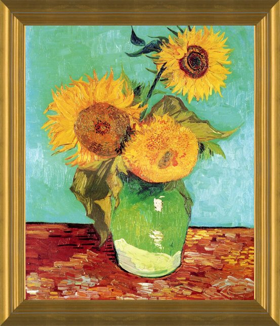 Flowers in Green Vase Vintage Fine Art Painting Framed Digital Print Canvas Art