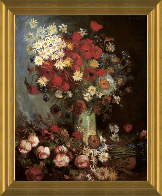 Vase with Poppies, Daisies, Cornflowers and Peonies by Vincent Van Gogh |  Fine Art Print