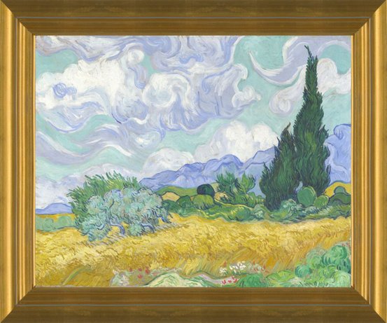 ART PRINT Yellow Wheat and Cypresses Vincent van Gogh 10x8 