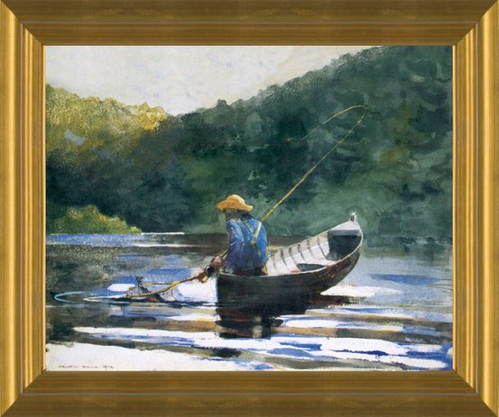 Winslow Homer Boy Fishing Wall Art Picture Painting Poster Canvas Print  Posters Artworks Bedroom Living Room Decor 12x18inch(30x45cm)