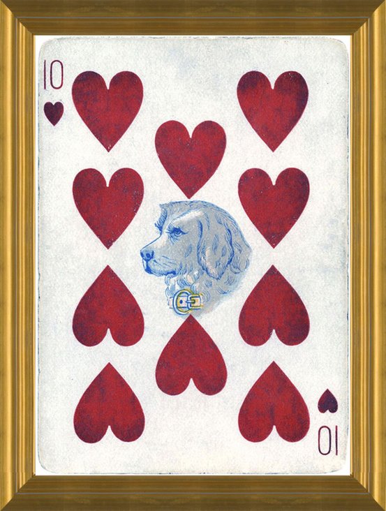 Playing Card 10 Of Hearts Vintage Game Pieces Cards Fine Art Print