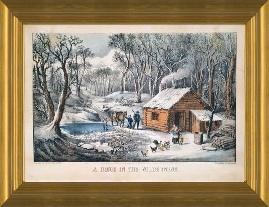 Currier & Ives Prints Lot of 2 Folded Card Stock 5 x 7 each Vintage  Condition