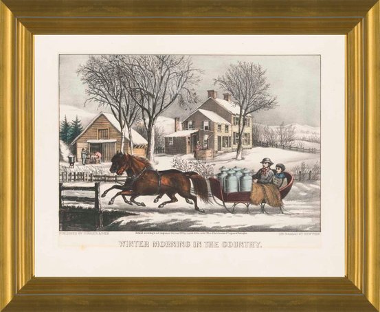 Early Winter -- Currier and Ives on sale Vintage Fine Art Painting -- Framed Digitally Printed Canvas Art