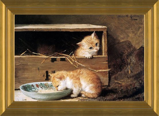 Art Prints of Two Kittens in a Barn by Henriette Ronner Knip